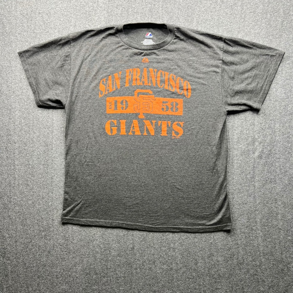 Majestic T-Shirt Mens XL Gray San Francisco Giants MLB Baseball Est 1958 Tee